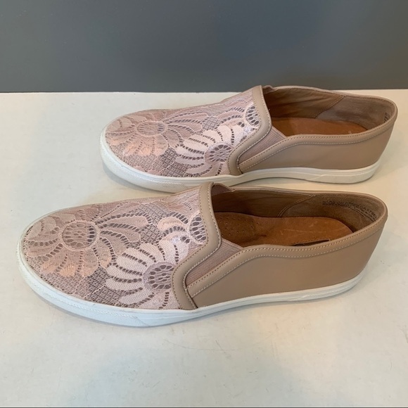 Halogen Pink Leather Slip On Shoes With Lace 8.5 - Picture 3 of 7